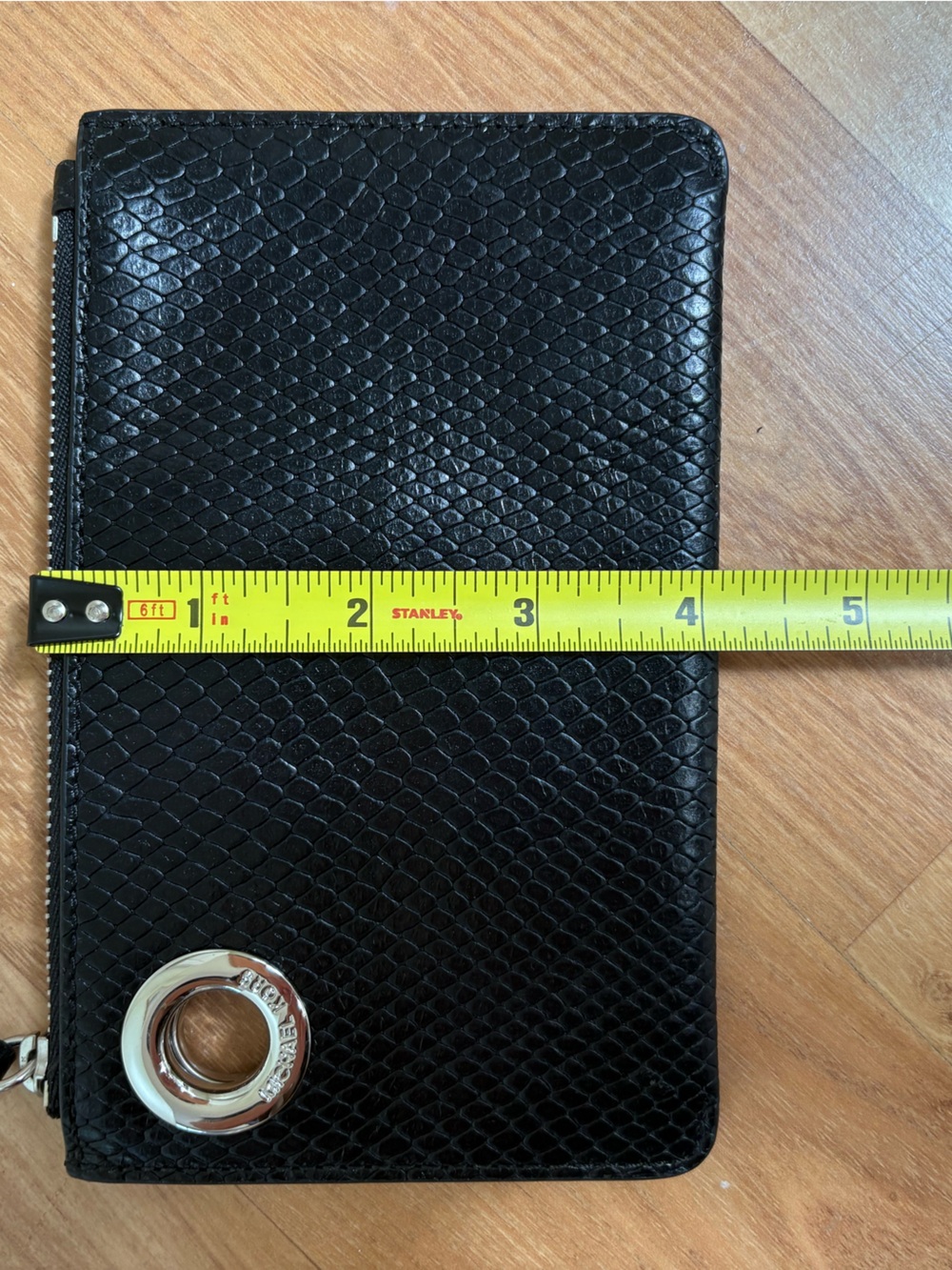 Michael Kors Black Leather Wristlet with Silver Hardware - Picture 6 of 6